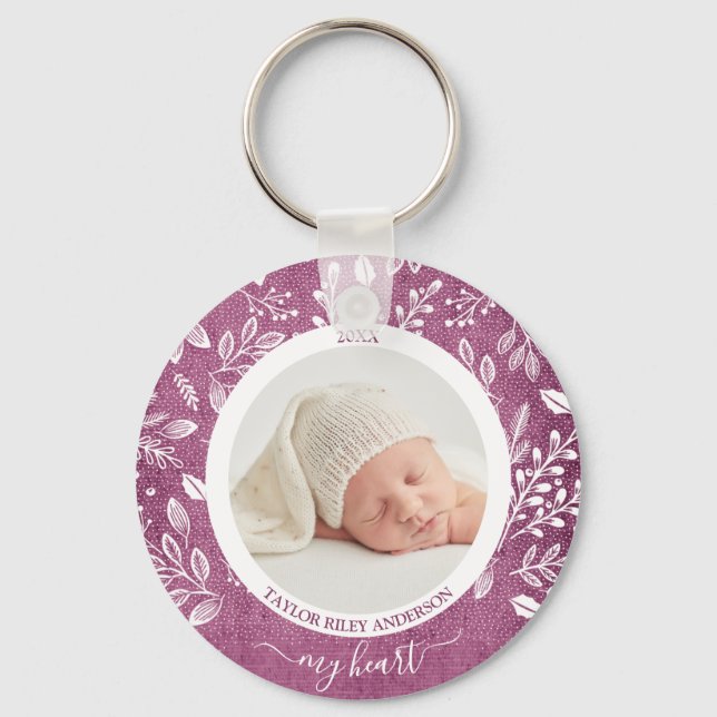 Custom Newborn Photo Keychain (Front)