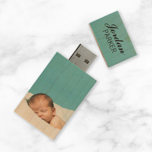 Custom Newborn Photo Monogram USB Flash Drive