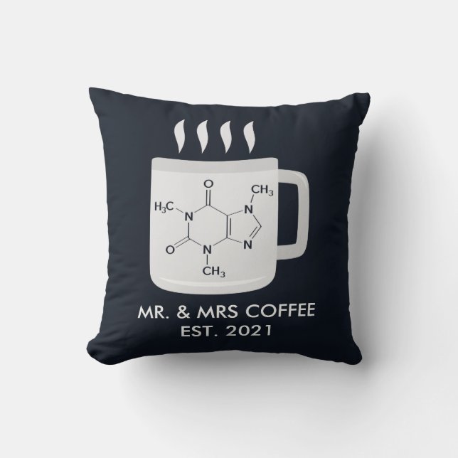 Custom Newly Weds Chemistry Caffeine Lovers Throw Pillow (Front)