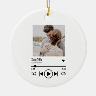 Custom Newlywed Photo Song Playlist Ceramic Ornament