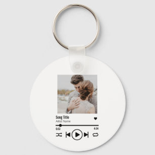 Custom Newlywed Photo Song Playlist Keychain