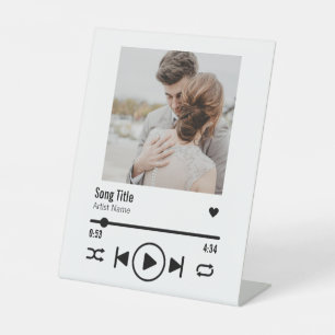 Custom Newlywed Photo Song Playlist Pedestal Sign