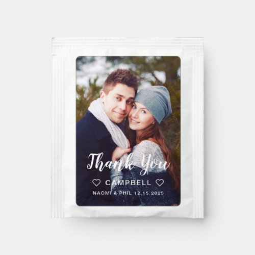 Custom Newlywed Photo Thank You Wedding Favor Tea Bag Drink Mix