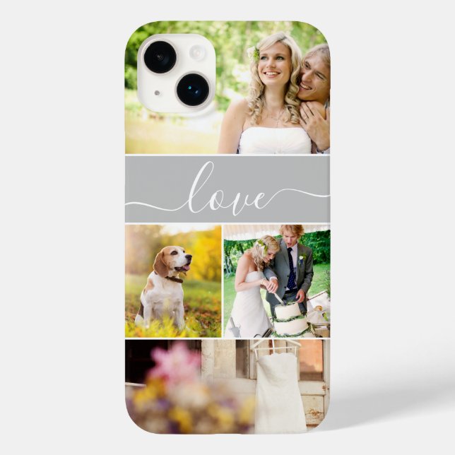 Custom Newlywed Photos Modern love script Case-Mate iPhone Case (Back)