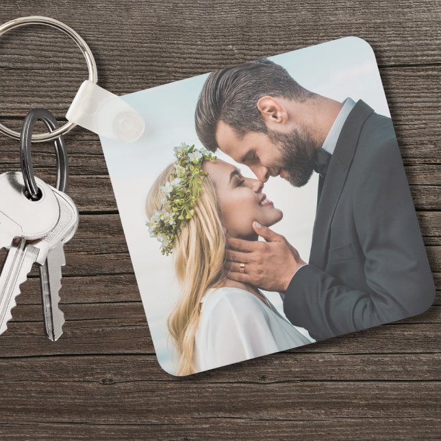 Custom Newlywed Wedding Photo Keychain (Custom Newlywed Couple Two Photo keychain)