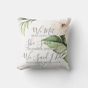 Custom Newlyweds Keepsake with Large Orchid Throw Pillow