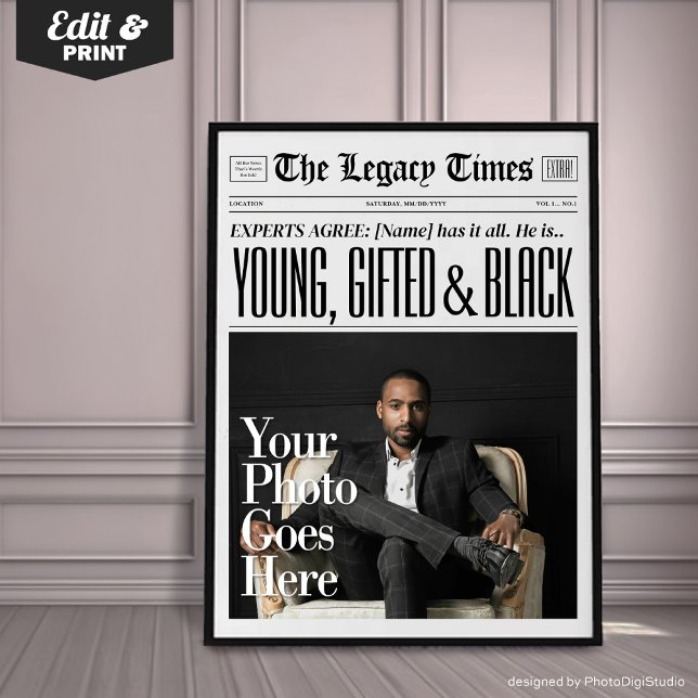 Custom Newspaper Art Print, Young Gifted and Black Poster (Custom Newspaper Art Print, Young Gifted and Black Poster)