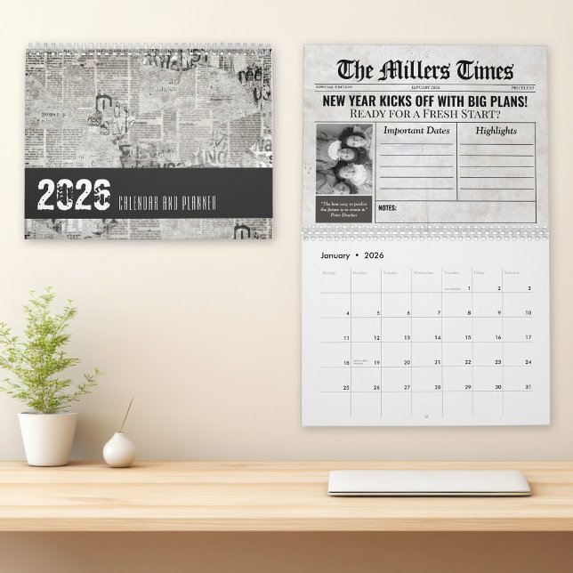 Custom Newspaper Calendar, Family Breaking News Calendar (Custom Newspaper Calendar, Family Breaking News 2026 Calendar Template Personalized Unique Calendar)