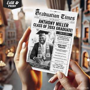 Custom Newspaper Graduation Invite Announcement