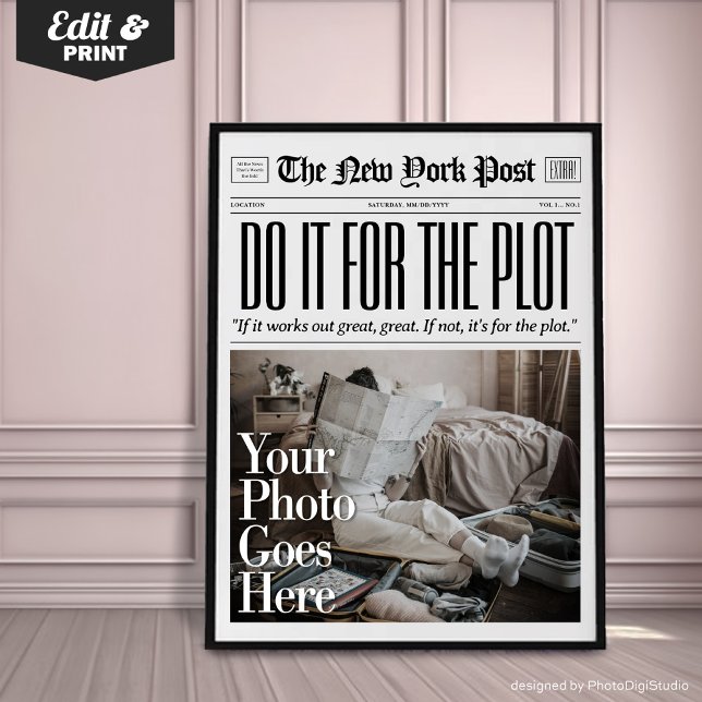Custom Newspaper Print Do It For The Plot Girl Art (Custom Art Trendy Newspaper Print, Do it for The Plot, Hot Girls Poster, New York News)
