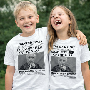 Custom Newspaper Shirt, Grandfather of the Year T-Shirt