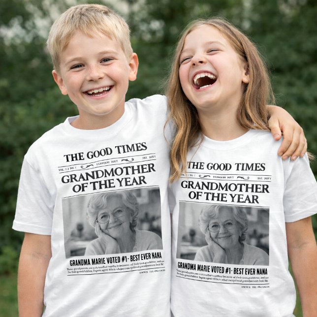 Custom Newspaper Shirt, Grandmother of the Year T-Shirt (Custom Newspaper Kids Shirt, Grandmother of the Year T-Shirt)