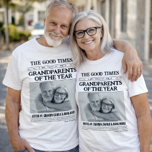 Custom Newspaper Shirt, Grandparents of the Year T-Shirt