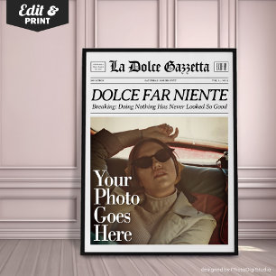 Custom Newspaper Wall Art Dolce Far Niente Poster