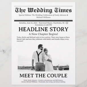 Custom Newspaper Wedding Program Flyer