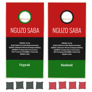 Custom NGUZO SABA 7 Principles Kwanzaa Cornhole Set