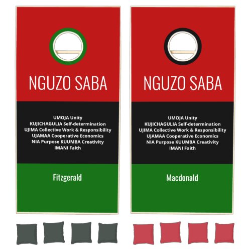 Custom NGUZO SABA 7 Principles Kwanzaa Cornhole Set