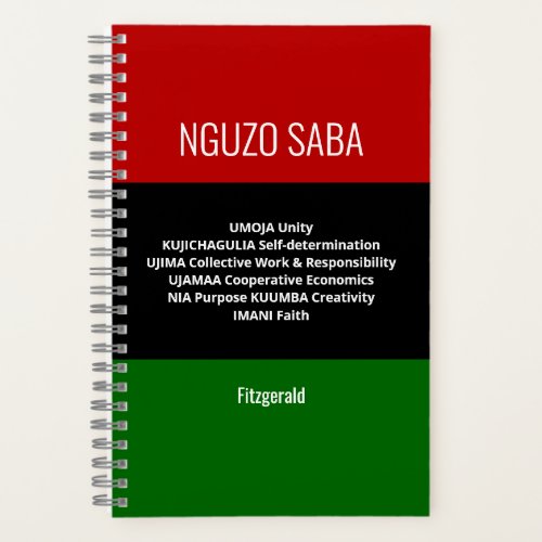 Custom NGUZO SABA 7 Principles Kwanzaa Journal