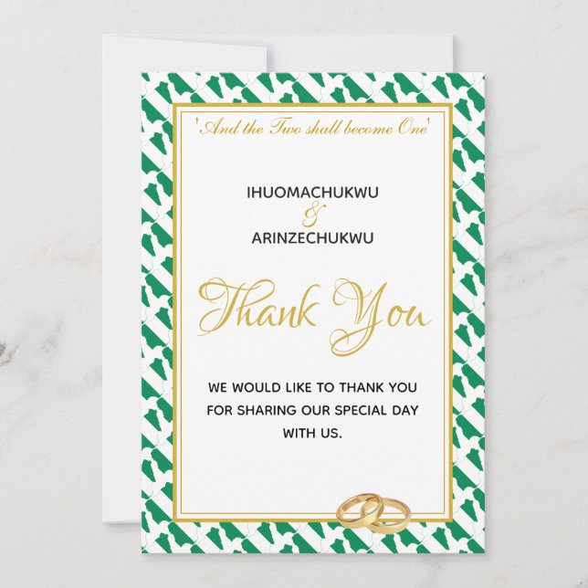 Custom NIGERIA FLAG Photo Thank You Card (Front)