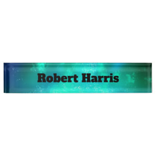 Custom Night Sky Emerald Green  Desk Name Plate