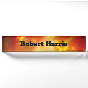 Custom Night Sky Flame  Desk Name Plate
