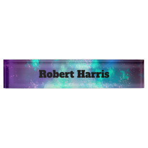 Custom Night Sky  Neon Lights  Desk Name Plate