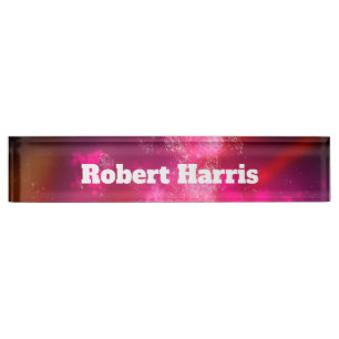 Custom Night Sky Pink Flare Desk Name Plate