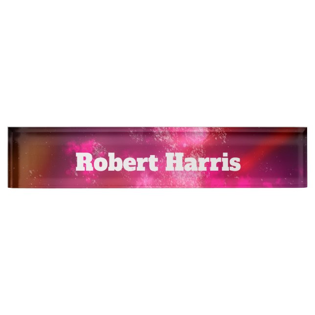 Custom Night Sky Pink Flare  Desk Name Plate (Front)