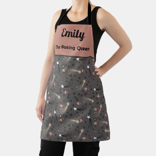 Custom night sky stars and planets pattern apron