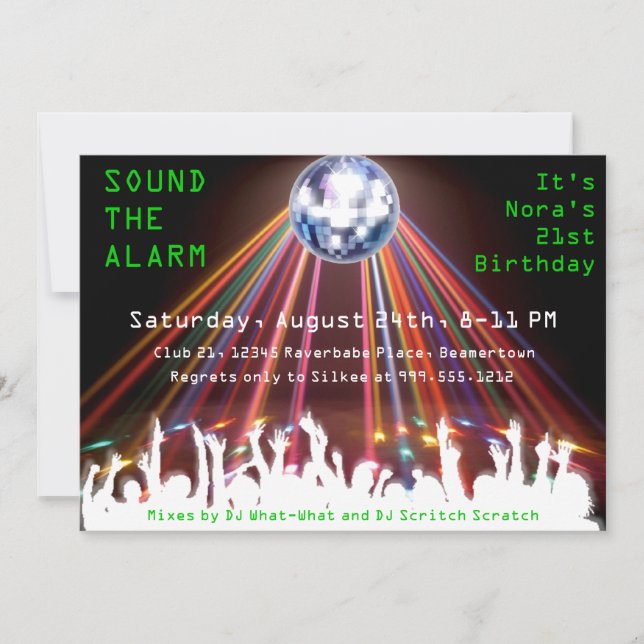 Custom Nightclub Birthday Party Invites (Front)