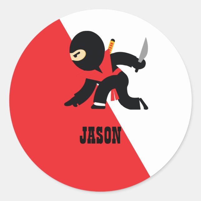 Custom Ninja Birthday Party  Classic Round Sticker (Front)