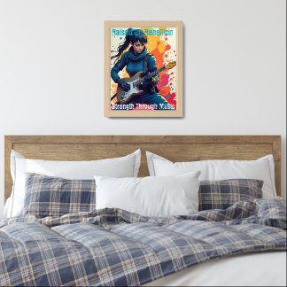 Custom Ninja Girl Guitarist Art Inspirational Framed Art