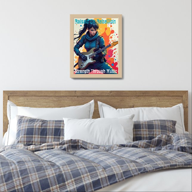 Custom Ninja Girl Guitarist Art Inspirational Framed Art (Bedroom)