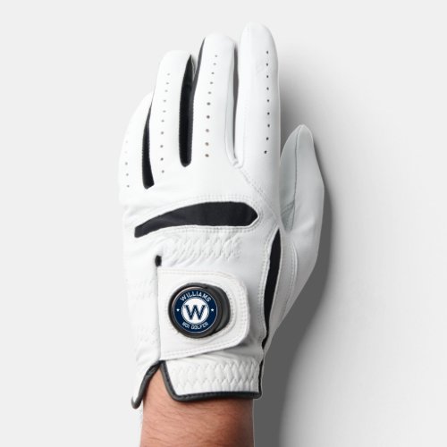 Custom No1 Golfer in Navy Blue  White Golf Glove