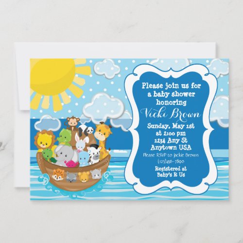 Custom Noahs Ark Baby Shower Invitation