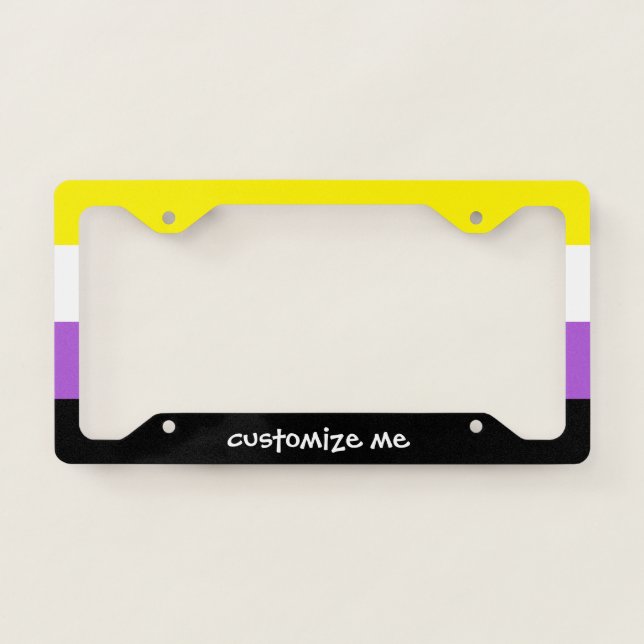 Custom Nonbinary Pride Flag License Plate Frame (Front)