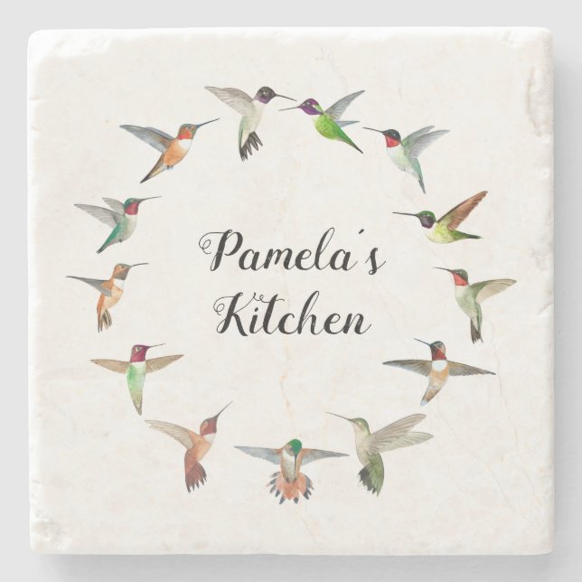 Custom North American Hummingbirds Stone Coaster (Front)