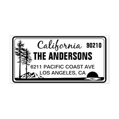 Custom North California License Plate Address Self_inking Stamp