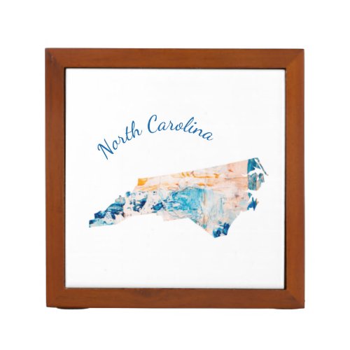 Custom North Carolina State Outline Abstract Gift Desk Organizer