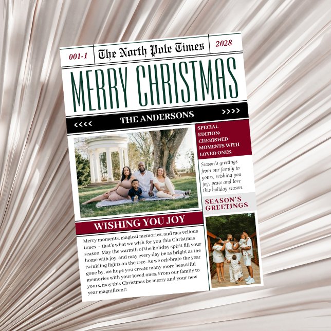 Custom North Pole Times Newspaper Christmas Photo Holiday Card (Creator Uploaded)