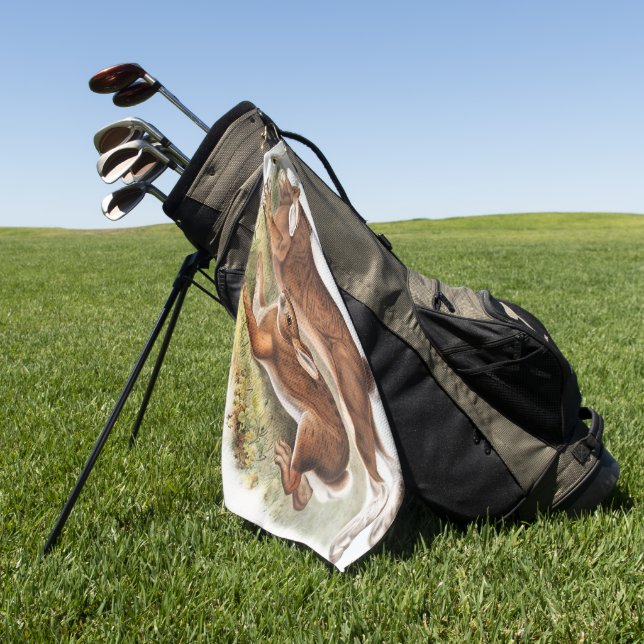 Custom Northern Hare Rabbit Bunny Camping Gift Golf Towel (Green)