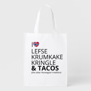 Custom Norway Flag Heart Reusable Grocery Bag