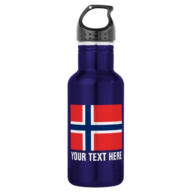 Custom Norwegian flag water bottles for Norway (Front)