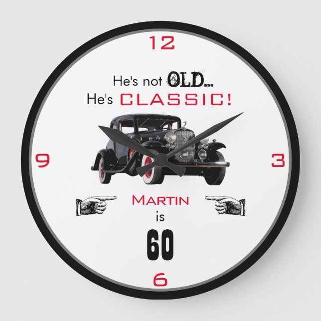 Custom Not Old Classic Car Vintage Antique Auto Large Clock (Front)
