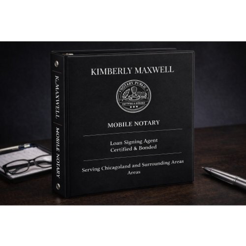 Custom Notary Binder Black White Minimal
