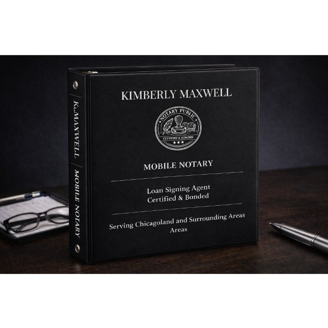 Custom Notary Binder Black White Minimal  (Creator Uploaded)