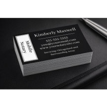 Custom Notary Business Card Black White Minimal