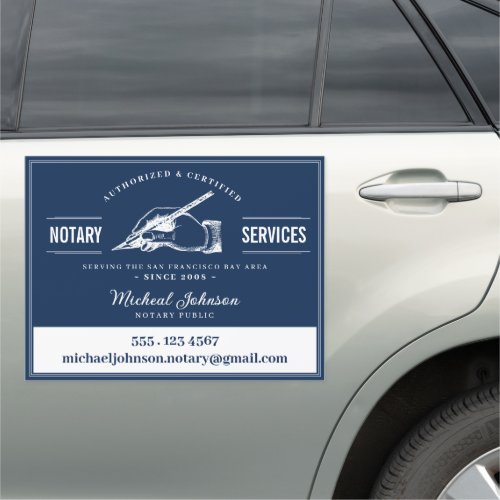 Custom Notary Services Professional Vintage Navy Car Magnet