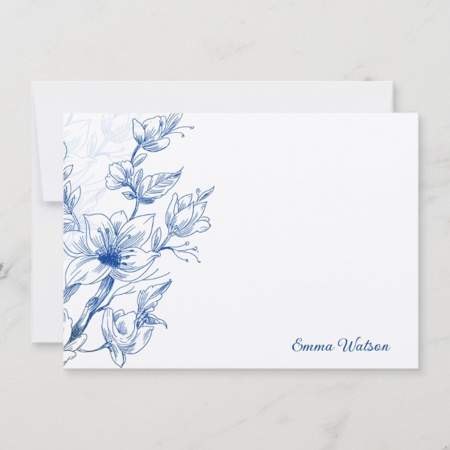 Custom Note Card-Blue Magnolia (Front)