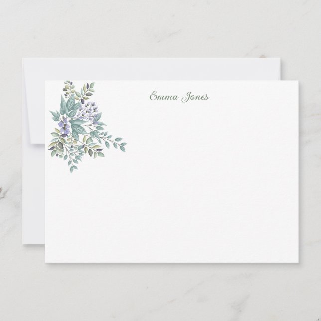 Custom Note Card-Botanical Floral  (Front)